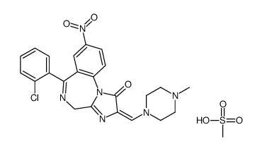 (2E)-6-(2-Chlorophenyl)-2-[(4-methyl-1-piperazinyl)methylene]-8-n itro-2,4-dihydro-1H-imidazo[1,2-a][1,4]benzodiazepin-1-one methan esulfonate (1:1) Structure