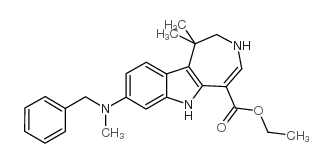 1,2,3,6-四氢-1,1-二甲基-8-[甲基(苯甲基)氨基]-氮杂卓酮[4,5-B]吲哚-5-羧酸乙酯结构式