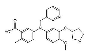 N-(4-methoxy-3-(3R)-tetrahydrofuranyloxyphenyl)-N-(3-pyridylmethyl)-3-amino-6-methylbenzoic acid Structure