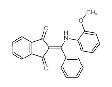 2-[[(2-methoxyphenyl)amino]-phenyl-methylidene]indene-1,3-dione structure