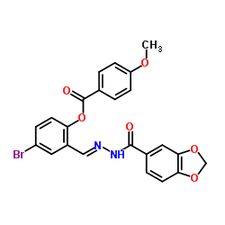 2-{(E)-[(1,3-Benzodioxol-5-ylcarbonyl)hydrazono]methyl}-4-bromophenyl 4-methoxybenzoate结构式