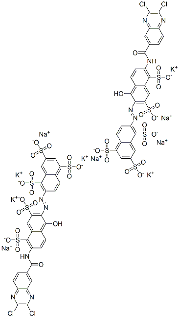 6-[[6-[[(2,3-dichloroquinoxalin-6-yl)carbonyl]amino]-1-hydroxy-3,5-disulpho-2-naphthyl]azo]naphthalene-1,3,5-trisulphonic acid, potassium sodium salt picture