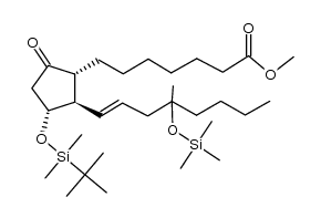 methyl 7-((1R,2R,3R)-3-((tert-butyldimethylsilyl)oxy)-2-((E)-4-methyl-4-((trimethylsilyl)oxy)oct-1-en-1-yl)-5-oxocyclopentyl)heptanoate结构式