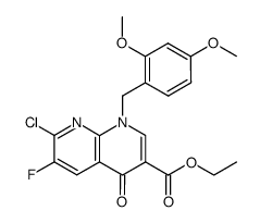 7-chloro-1-(2,4-dimethoxybenzyl)-6-fluoro-4-oxo-1,4-dihydro[1,8]naphthyridine-3-carboxylic acid ethyl ester Structure