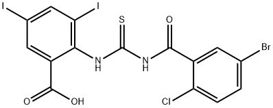 2-[[[(5-bromo-2-chlorobenzoyl)amino]thioxomethyl]amino]-3,5-diiodo-benzoic acid结构式