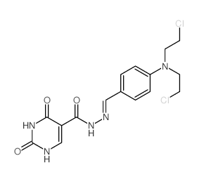 5-Pyrimidinecarboxylicacid, 1,2,3,4-tetrahydro-2,4-dioxo-,2-[[4-[bis(2-chloroethyl)amino]phenyl]methylene]hydrazide Structure