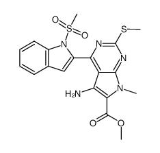 methyl 5-amino-4-(1-mesylindol-2-yl)-2-methylthiopyrrolo[2,3-d]pyrimidine-6-carboxylate Structure