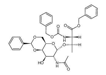 3-O-(2-Acetamido-4,6-O-benzyliden-2-desoxy-α-D-galactopyranosyl)-N-(benzyloxycarbonyl)-L-threoninbenzylester structure