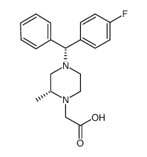 2-((R)-4-((R)-(4-fluorophenyl)(phenyl)methyl)-2-methylpiperazin-1-yl)acetic acid Structure