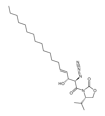 (4S)-3-((2'R,3'R,4'E)-2'-azido-3'-hydroxy-4'-octadecenoyl)-4-(isopropyl)-2-oxazolidinone Structure