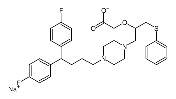 sodium,2-[1-[4-[4,4-bis(4-fluorophenyl)butyl]piperazin-1-yl]-3-phenylsulfanylpropan-2-yl]oxyacetate Structure