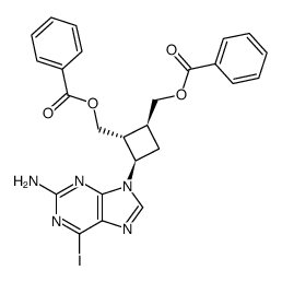 [1S-(1α,2β,3α)]-3-(2-Amino-6-iodo-9H-purin-9-yl)-1,2-cyclobutanedimethanol dibenzoate ester Structure