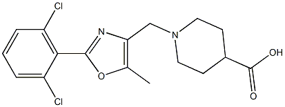 1-((2-(2,6-dichlorophenyl)-5-methyloxazol-4-yl)methyl)piperidine-4-carboxylic acid Structure