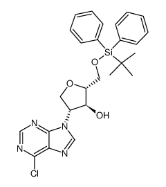 4(R)-(6-chloro-9H-purin-9-yl)-2(R)-(tert-butyldiphenylsilyloxymethyl)tetrahydrofuran-3(S)-ol Structure