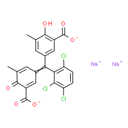 5-[(2,3,6-Trichlorophenyl)[3-methyl-4-oxo-5-(sodiooxycarbonyl)-2,5-cyclohexadien-1-ylidene]methyl]-2-hydroxy-3-methylbenzoic acid sodium salt Structure