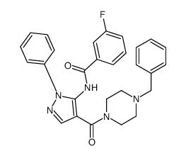 N-[4-(4-benzylpiperazine-1-carbonyl)-2-phenylpyrazol-3-yl]-3-fluorobenzamide Structure