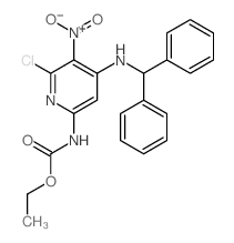 Carbamic acid,[6-chloro-4-[(diphenylmethyl)amino]-5-nitro-2-pyridinyl]-, ethyl ester (9CI) picture