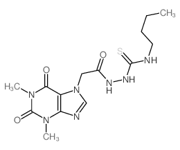 3-butyl-1-[[2-(1,3-dimethyl-2,6-dioxo-purin-7-yl)acetyl]amino]thiourea structure