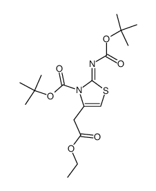 tert-butyl (2E)-2-[(tert-butoxycarbonyl)inimo]-4-(2-ethoxy-2-oxoethyl)-1,3-thiazole-3-(2H)-carboxylate结构式