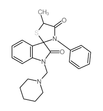 Spiro[3H-indole-3,2'-thiazolidine]-2,4'(1H)-dione, 5'-methyl-3'-phenyl-1-(1-piperidinylmethyl)-结构式