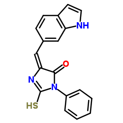 (5E)-5-(1H-Indol-6-ylmethylene)-3-phenyl-2-thioxo-4-imidazolidinone结构式