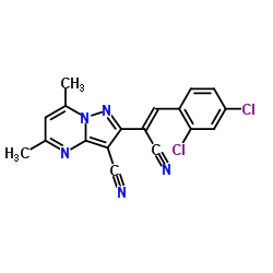 2-[(Z)-1-Cyano-2-(2,4-dichlorophenyl)vinyl]-5,7-dimethylpyrazolo[1,5-a]pyrimidine-3-carbonitrile Structure