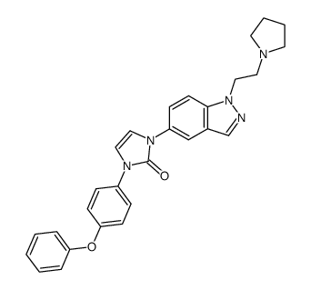 1-(4-phenoxyphenyl)-3-[1-(2-pyrrolidin-1-ylethyl)-1H-indazol-5-yl]-1,3-dihydro-2H-imidazol-2-one结构式