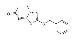 N-[3-methyl-5-[(phenylmethyl)thio]-1,3,4-thiadiazol-2(3H)-ylidene]acetamide structure