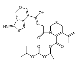 ((1-methyl)ethoxycarbonyloxy)-ethyl 7-(2-(2-amino-4-thiazole)-2-methoxyaminoacetamido)-3-(2-propenyl)-3-cephem-4-carboxylate Structure