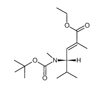 ethyl (2E,4S)-N-tert-butoxycarbonyl-N-methyl-4-amino-2,5-dimethylhex-2-enoate结构式