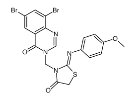 3-[(6,8-dibromo-4-oxoquinazolin-3-yl)methyl]-2-(4-methoxyphenyl)imino-1,3-thiazolidin-4-one Structure