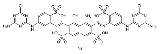 tetrasodium 4-amino-3,6-bis[[5-[(4-amino-6-chloro-1,3,5-triazin-2-yl)amino]-2-sulphonatophenyl]azo]-5-hydroxynaphthalene-2,7-disulphonate结构式