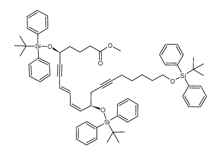 (5S,8E,10Z,12R)-methyl 5,12,20-tris((tert-butyldiphenylsilyl)oxy)icosa-8,10-dien-6,14-diynoate结构式