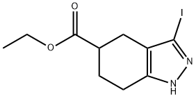 Ethyl 3-iodo-4, 5, 6, 7-tetrahydro-1H-indazole-5-carboxylate structure