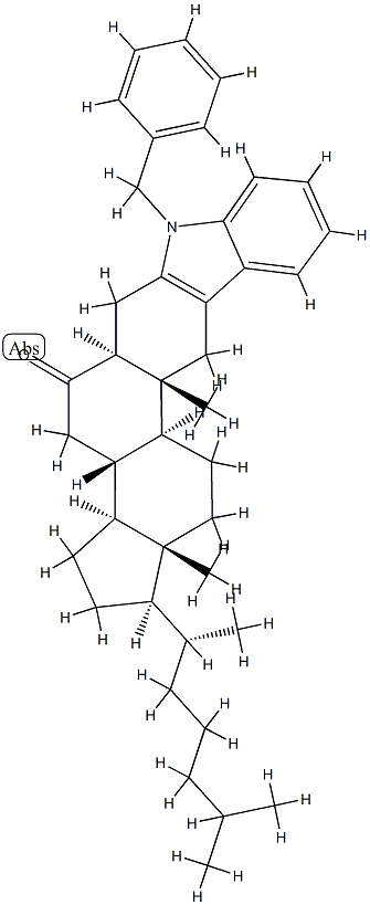 1'-Phenylmethyl-1'H-5α-cholest-2-eno[3,2-b]indol-6-one结构式