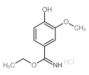 Benzenecarboximidicacid, 4-hydroxy-3-methoxy-, ethyl ester, hydrochloride (1:1)结构式