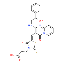 3-[(5Z)-5-({2-[(2-hydroxy-2-phenylethyl)amino]-4-oxo-4H-pyrido[1,2-a]pyrimidin-3-yl}methylidene)-4-oxo-2-thioxo-1,3-thiazolidin-3-yl]propanoic acid Structure