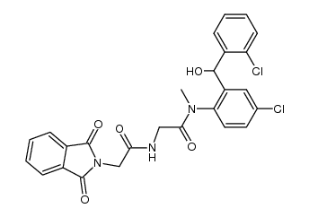 4-chloro-2-(o-chloro-α-hydroxybenzyl)-N-methyl-Nα-(phthalylglycyl)glycinanilide结构式