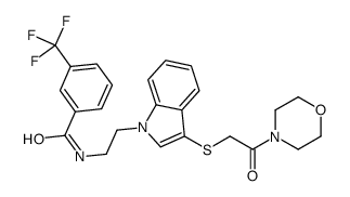 N-[2-[3-(2-morpholin-4-yl-2-oxoethyl)sulfanylindol-1-yl]ethyl]-3-(trifluoromethyl)benzamide结构式