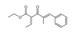 2-ethylidene-4-methyl-3-oxo-5-phenyl-pent-4-enoic acid ethyl ester Structure