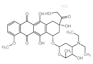 5,12-Naphthacenedione, 7,8,9,10-tetrahydro-6,8, {11-trihydroxy-8-(hydroxyacetyl)-1-methoxy-10-[[2,3,} 6-trideoxy-3-(diethylamino)-.alpha.-L-lyxo-hexopyranosyl]oxy]-, hydrochloride, (8S-cis)- Structure