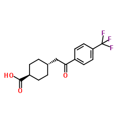 trans-4-{2-Oxo-2-[4-(trifluoromethyl)phenyl]ethyl}cyclohexanecarboxylic acid structure