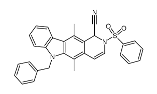 6-benzyl-5,11-dimethyl-2-(phenylsulfonyl)-2,6-dihydro-1H-pyrido[4,3-b]carbazole-1-carbonitrile结构式