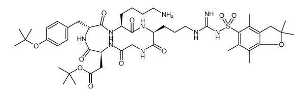 Cyclo[L-α-aspartyl-O-(1,1-dimethylethyl)-D-tyrosyl-L-lysyl-N5-[[[(2,3-dihydro-2,2,4,6,7-pentamethyl-5-benzofuranyl)sulfonyl]amino]iminomethyl]-L-ornithylglycyl], 1,1-dimethylethyl ester图片