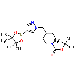 tert-butyl 4-{[4-(tetramethyl-1,3,2-dioxaborolan-2-yl)-1H-pyrazol-1-yl]methyl}piperidine-1-carboxylate Structure