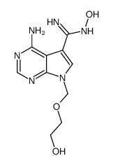 4-amino-N'-hydroxy-7-(2-hydroxyethoxymethyl)pyrrolo[2,3-d]pyrimidine-5-carboximidamide结构式