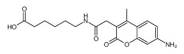 6-((7-amino-4-methylcoumarin-3-acetyl)amino)hexanoic acid structure