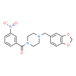 (4-(benzo[d][1,3]dioxol-5-ylmethyl)piperazin-1-yl)(3-nitrophenyl)methanone structure
