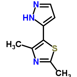 2,4-Dimethyl-5-(1H-pyrazol-5-yl)-1,3-thiazole结构式