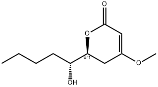 2H-Pyran-2-one, 5,6-dihydro-6-[(1R)-1-hydroxypentyl]-4-methoxy-, (6S)-rel-结构式